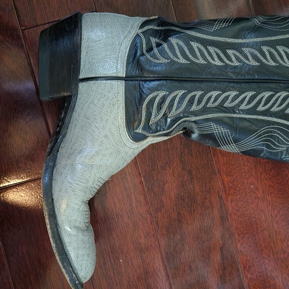 TONY LAMA 8056 Gray & Blue  Leather Western Cowboy Boots Men's 9.5D - Picture 6 of 9